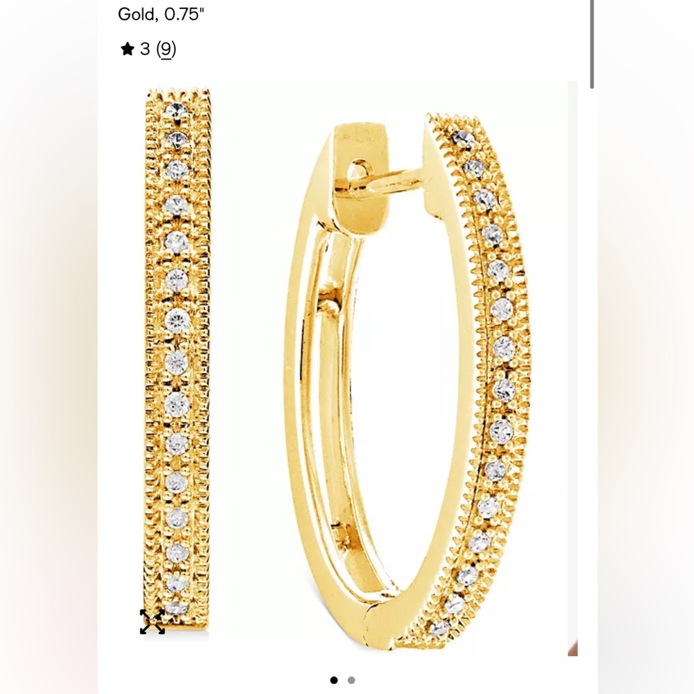 New Macy’s Pure Yellow Gold 10K Genuine Diamonds Small Oval Hoops Earrings - Picture 5 of 17